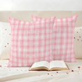 thumbnail image 3 of Pink Plaid Outdoor Waterproof Pillow Covers, Modern Art Checkered Farmhouse Decorative Square Throw Pillowcase Sofa Cushion Sham for Patio/Couch/Chair, 16"x16" 2 Pack, 3 of 8