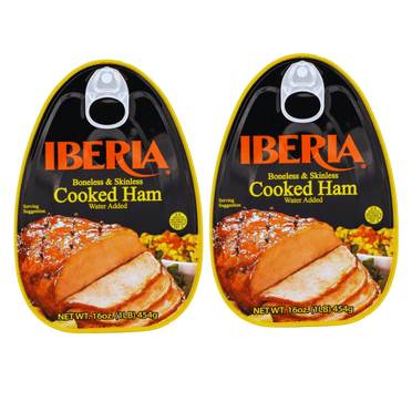 FSSTAM Boneless & Skinless Cooked Ham, Water Added Fully Cooked Ready To Eat Canned Meat, Easy Open Can, 16 Oz, 2 Packs(with Exclusive FSSTAM Booskie)