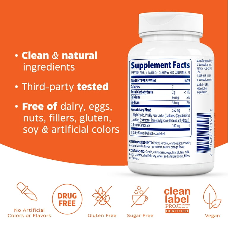 Enzymedica Natural Heartburn Hero Chewable Tablets for Heartburn