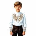 thumbnail image 4 of Toddler Boys Stand Collar Shirts Floral Print Button Down Long Sleeve Western Cowboy Fall Summer Casual Tops Tees for Kid Size 3-4T, 4 of 4