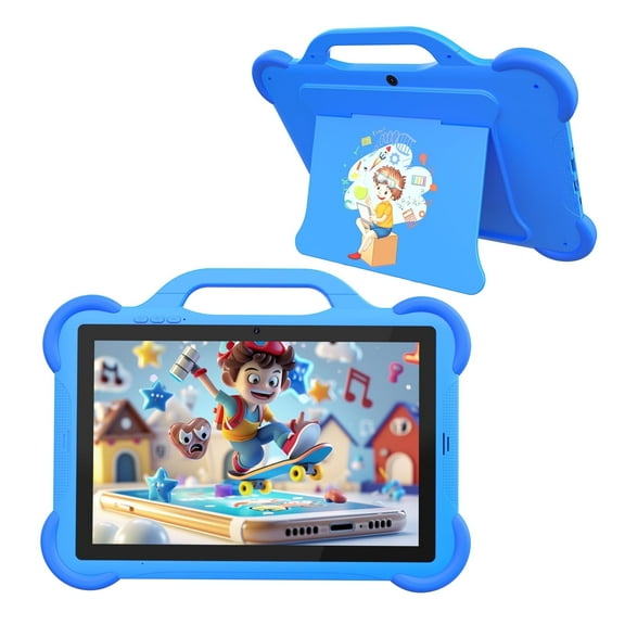 Android 14 Tablet 10 inch Kids Tablet, 8GB RAM 32GB ROM Tablets for Kids, 1.8Ghz Quad-Core Processor Tablet, Parental Control Toddler Tablet with case, 8MP Camera, Pre-Installed Kids Educational APP