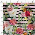 thumbnail image 2 of Soimoi Tissu Satin Modal Rose Rayé & Roses Grandiflora Imprimé Floral 1 Yard 42 Pouces de Large, 2 of 4
