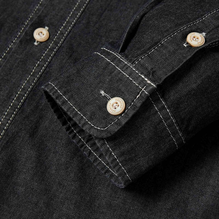ZCFZJW Men's Denim Shirt Big and Tall Regular Fit Casual