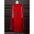 thumbnail image 2 of Women Party Dress Pleated Cloak Sleeve Elastic Bodycon Slim Fit Dresses Elegant Fashion Evening Christmas Birthday Outfits, 2 of 3