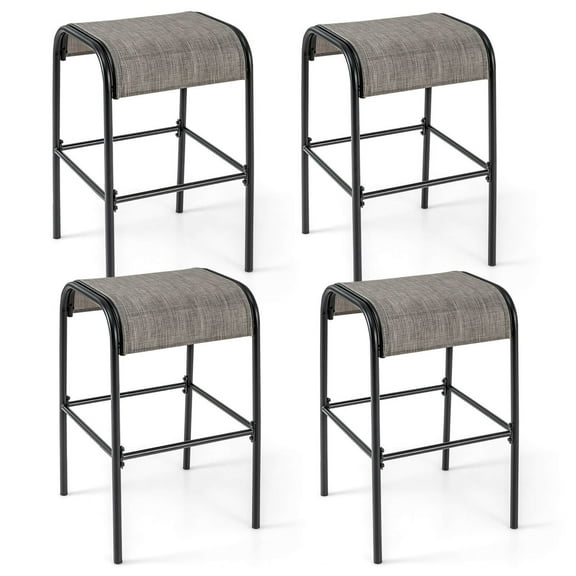 Gymax 4PCS 30'' Bar Height Bistro Stools Outdoor Bar Stools w/ Breathable Fabric Seat