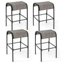 Gymax 4PCS 30'' Bar Height Bistro Stools Outdoor Bar Stools w/ Breathable Fabric Seat
