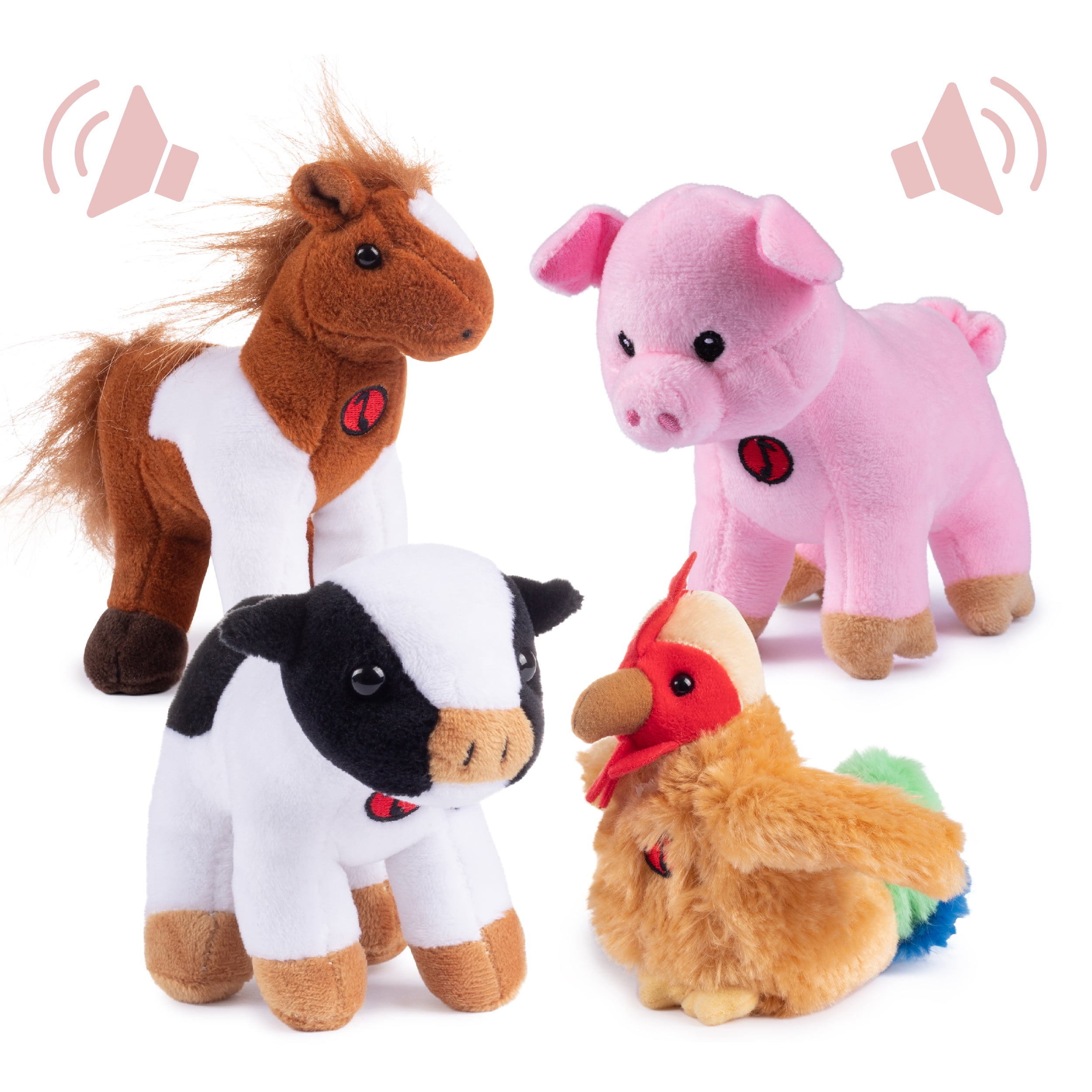 Plush Creations Plush Farm Animals Toys for Toddlers | 4 Plush Talking  Animals | A Cow, a Horse, a Rooster, & a Pig 