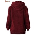 thumbnail image 6 of Spencer Women's Warm Fuzzy Fleece Sweatshirt Casual Loose Sherpa Pullover Hoodies with Pockets Oversized Outwear (2XL, Wine Red), 6 of 7