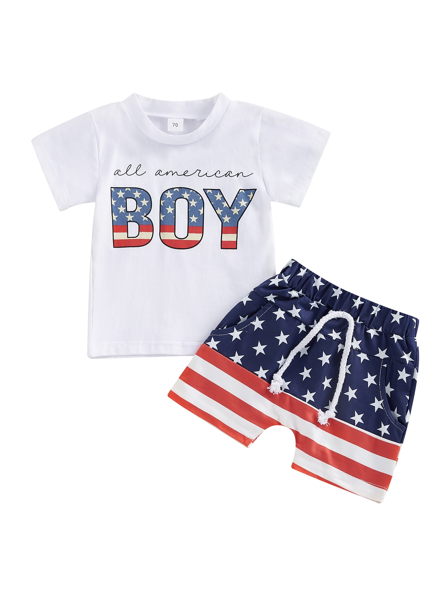 Bagilaanoe 4th of July Clothes for Toddler Baby Boys Short Sleeve