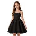 thumbnail image 2 of ANINEO Summer Dresses For Girl Kids Sleeveless Solid Color Bowknot Spaghetti Strap For Little Girls Comfort Smocked Ruched A-Line Swing Layered Bow Tie Shoulder Flowy Cami Mini Dres Comfort Dress, 2 of 5