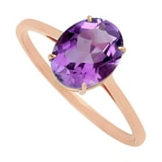 Natural Amethyst Gemstone Handmade 10K Rose Gold Designer Ring Jewelry
