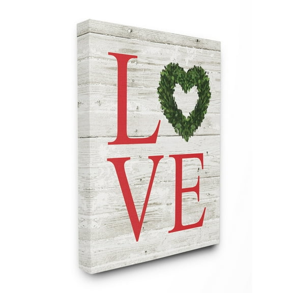 The Stupell Home Decor Collection Love Wreath Planked Oversized Stretched Canvas Wall Art, 24 x 1.5 x 30