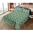thumbnail image 4 of Ambesonne Leaves Fitted & Flat Sheet with Shams 4 Pcs Set, Tropical Botany Leafy Garden, Full, Green Cinnamon and White, 4 of 5