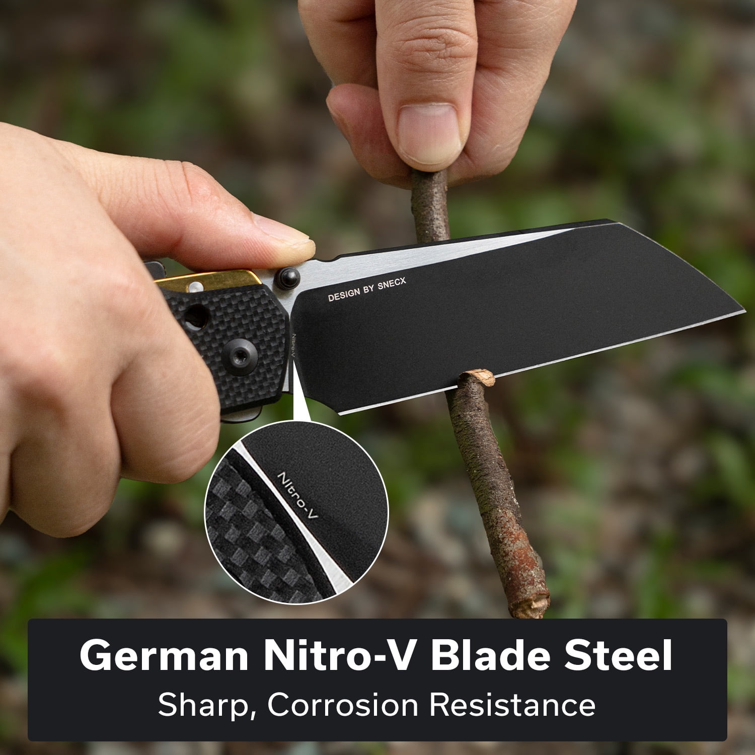 CIVIVI Buster FG Pocket Knife  Superlock Folding Knife with 4.2" Nitro-V Blade G10 Handle, Designed by Snecx Tan C24052-1 (Black)
