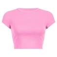 thumbnail image 1 of Prolriy Hauts d'Été pour Femmes 2025 T-Shirt Court à Col Rond Uni d'Été pour Femmes Hauts Rouges2 S, 1 of 5