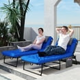 thumbnail image 2 of Outsunny 2 PCs Folding Lounge Chairs, Reclining Tanning Chairs, Blue, 2 of 10