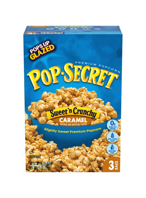 Pop Secret Popcorn, Sweet 'n Crunchy Caramel Microwave Popcorn, 2.64 oz Bags, 3 Ct