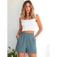 thumbnail image 6 of ANRABESS Shorts for Women,Dressy Casual Elastic High Waisted Shorts, Comfy Breathable Lightweight Short,Summer Shorts for Beach,Travel & Vacation Lake X-Large, 6 of 10
