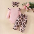 thumbnail image 7 of NOLDARES Newborn Baby Girl Clothes Long Sleeve Ruffle Romper Flared Pants Headband Set Fall Winter Outfits 3Pcs,Pink,0-3 M, 7 of 7