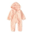 thumbnail image 6 of Ccpelsie Newborn Baby Bear Fleece Outfit Footie Jumpsuit Winter Romper Snowsuit outfit Bear Suit Warm Hooded Outfits(Pink,0-3 Months), 6 of 6