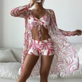 thumbnail image 2 of Lolmot Women Sexy 3 Piece Bikini Set Swimsuit Printed Push Up Swimwear Beach Cardigan Wear Bathing Suit, 2 of 5