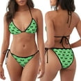 thumbnail image 3 of KLL alien cartoons Print Bikini Set for Women,String Two Piece Halter Top Triangle Bikini Set with Tie Side Bottom Sexy Swimsuit Bathing Suits, 3 of 6