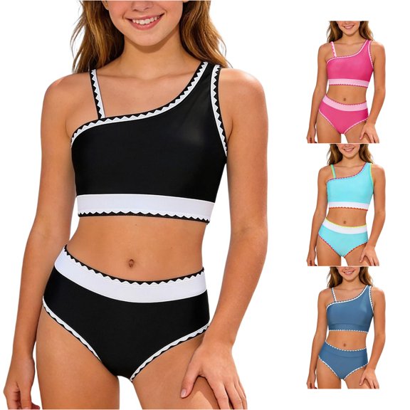Girls Two Piece Girls Swimwear for Young Girls with and Easy Fit Coastal Style Beachwear for Pools and Summer Girl 12 Bathing Suit 11-12 Years