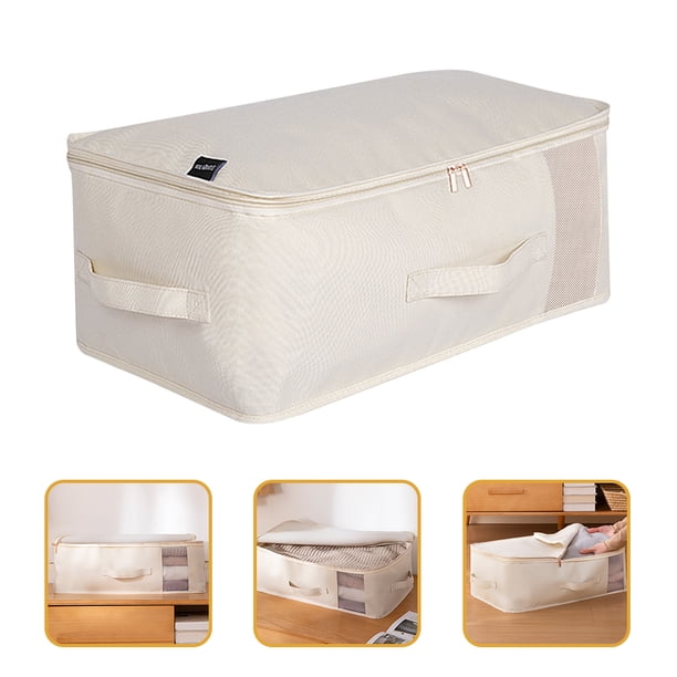 Hytrove Bolsa Organizadora Beige Para Con Cremallera Resistente Para Guardar Cobijas Y Ropa