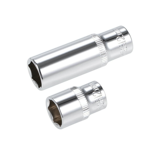 Juego de llaves de vaso de 12 mm de 1/4" de profundidad y superficial de 6 puntos, métrico, CR-V