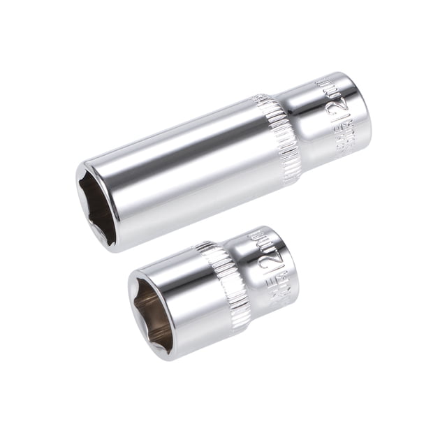 Juego de llaves de vaso de 12 mm de 1/4" de profundidad y superficial de 6 puntos, métrico, CR-V