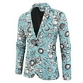 thumbnail image 1 of Penkiiy Blazer for Men Men's Printed Suit Single One Button Back Slit Long Sleeved Suit Collar Dress Performance Dress Casual Suit Jacket Blazer Light Blue Blazer, 1 of 3