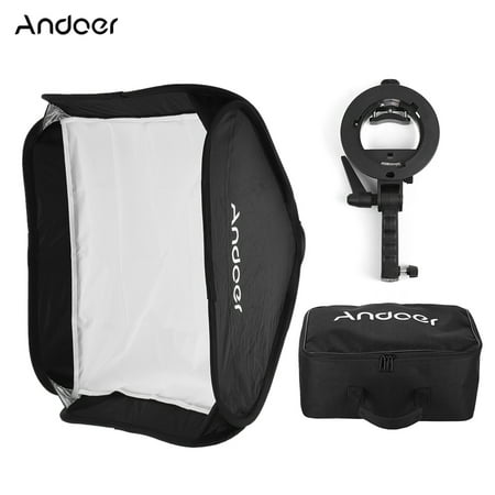 Andoer Photo Studio Multifunctional 60 * 60cm Folding Softbox with S-type Handheld Flash Speedlite Bracket with Bowens Mount and Carrying Bag for Portrait or Product