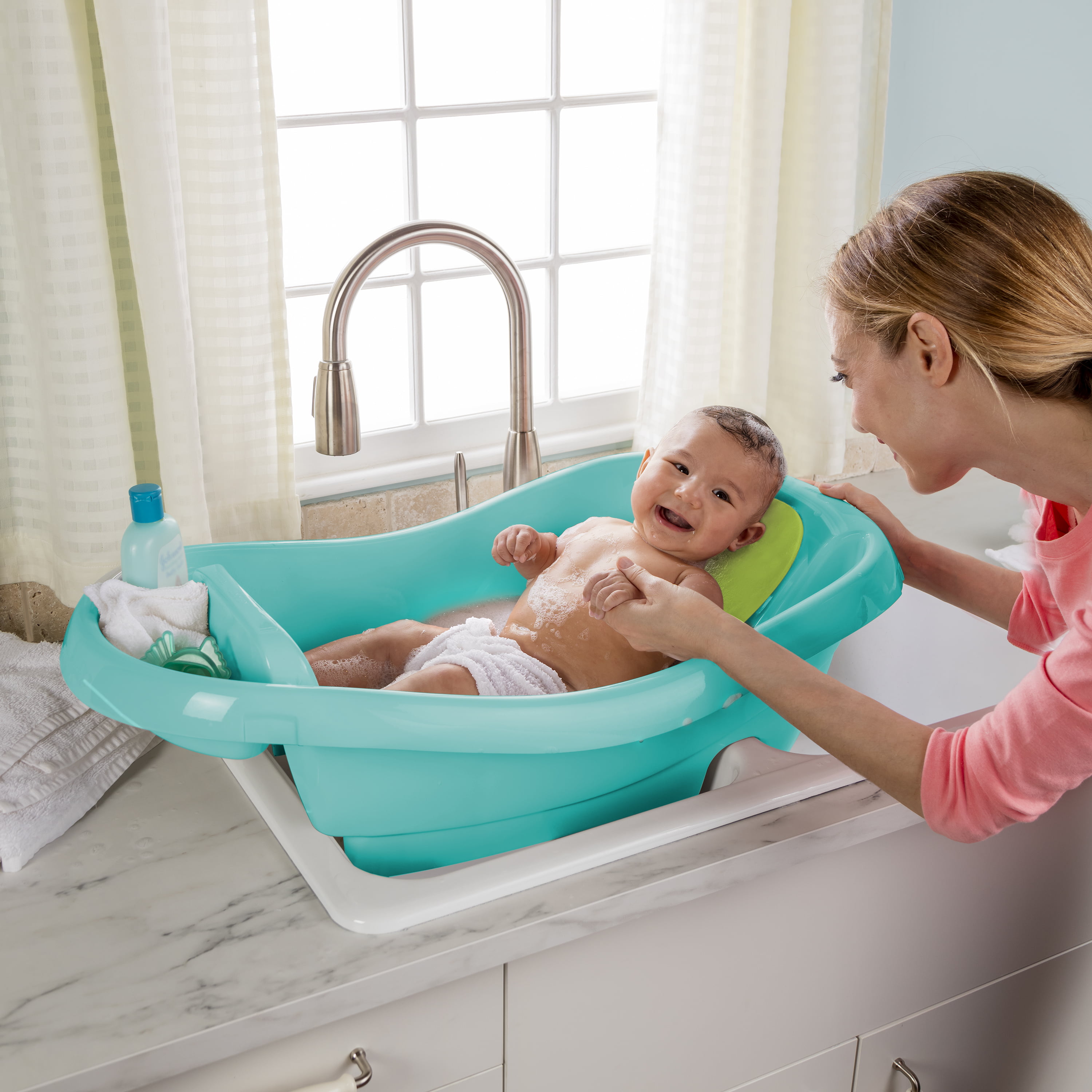 Summer Infant Comfy Clean Deluxe Newborn To Toddler Bath Tub Teal