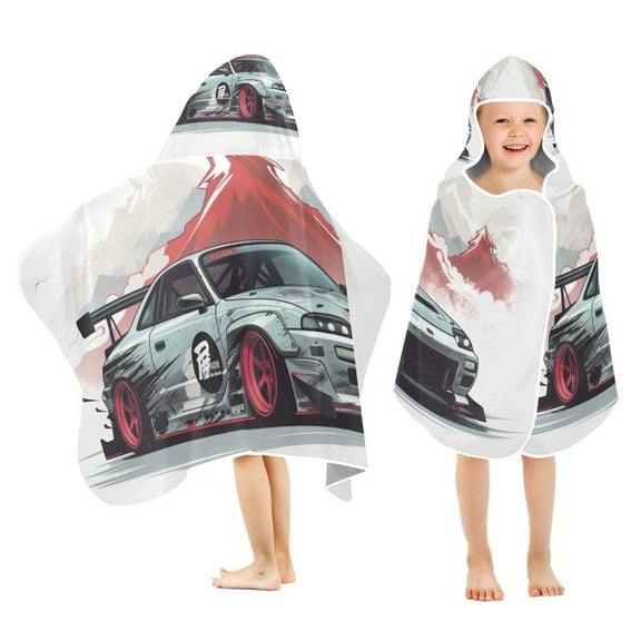Cool Car and Mount Toddler Hooded Beach Towel 24" x 50" Kids Bath Towels Soft Quick Dry for Swim Pool Boys Girls