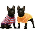 thumbnail image 1 of Fitwarm 2-Pack Striped Dog Shirt for Pet Clothes Puppy T-Shirts Cat Tee Breathable Strechy Orange Yellow Blue Purple (L), 1 of 7