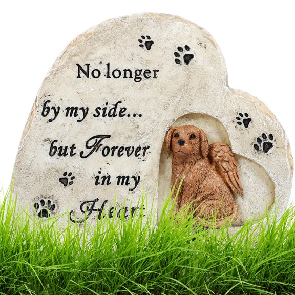 Qenwkxz Dog Memorial Stone Resin Pet Memorial Sympathy Statue Heart-shaped Dog Paw Stepping Garden Headstone Pet Loss Gifts Outdoor Dog Tombstone Figurines Decor for Lawn and Garden