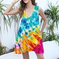 thumbnail image 4 of Viikei Women Dress Summer Maxi Dresses,Sun Dresses for Women Plus Size,Women's Tie Printed Casual Loose Pleated Sleeveless V-neck Dress with Pockets Multicolor S, 4 of 6