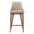 thumbnail image 4 of Moor Counter Stool Dark Grey Beige Wingback Seat Wood Base Walnut Finish, 4 of 8