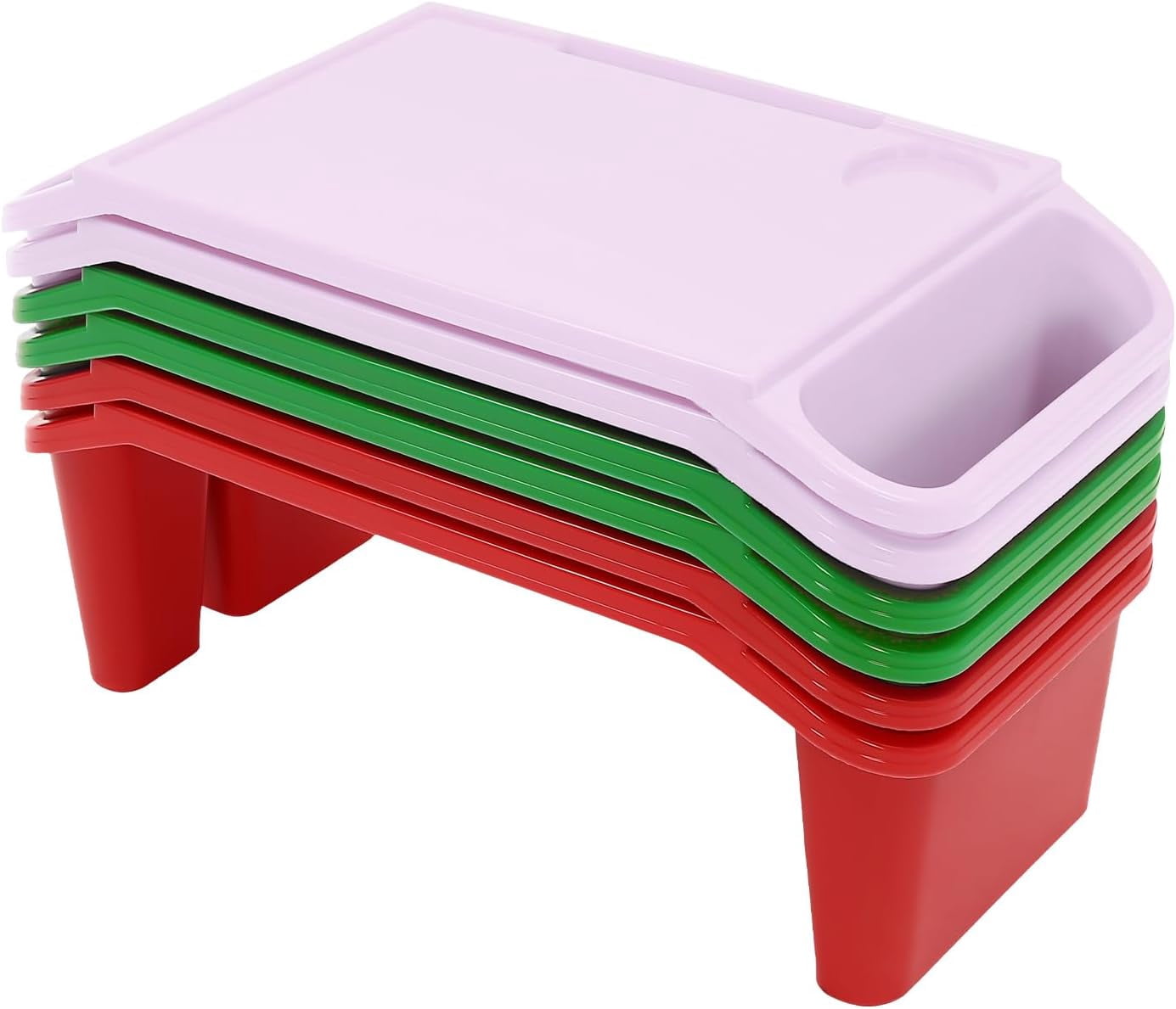 6-Pack Lap Desks for Kids, Lightweight Stackable Lap Trays with Cup Holder & Phone Slot, 33lbs Load Capacity Kids Lap Desk Tray