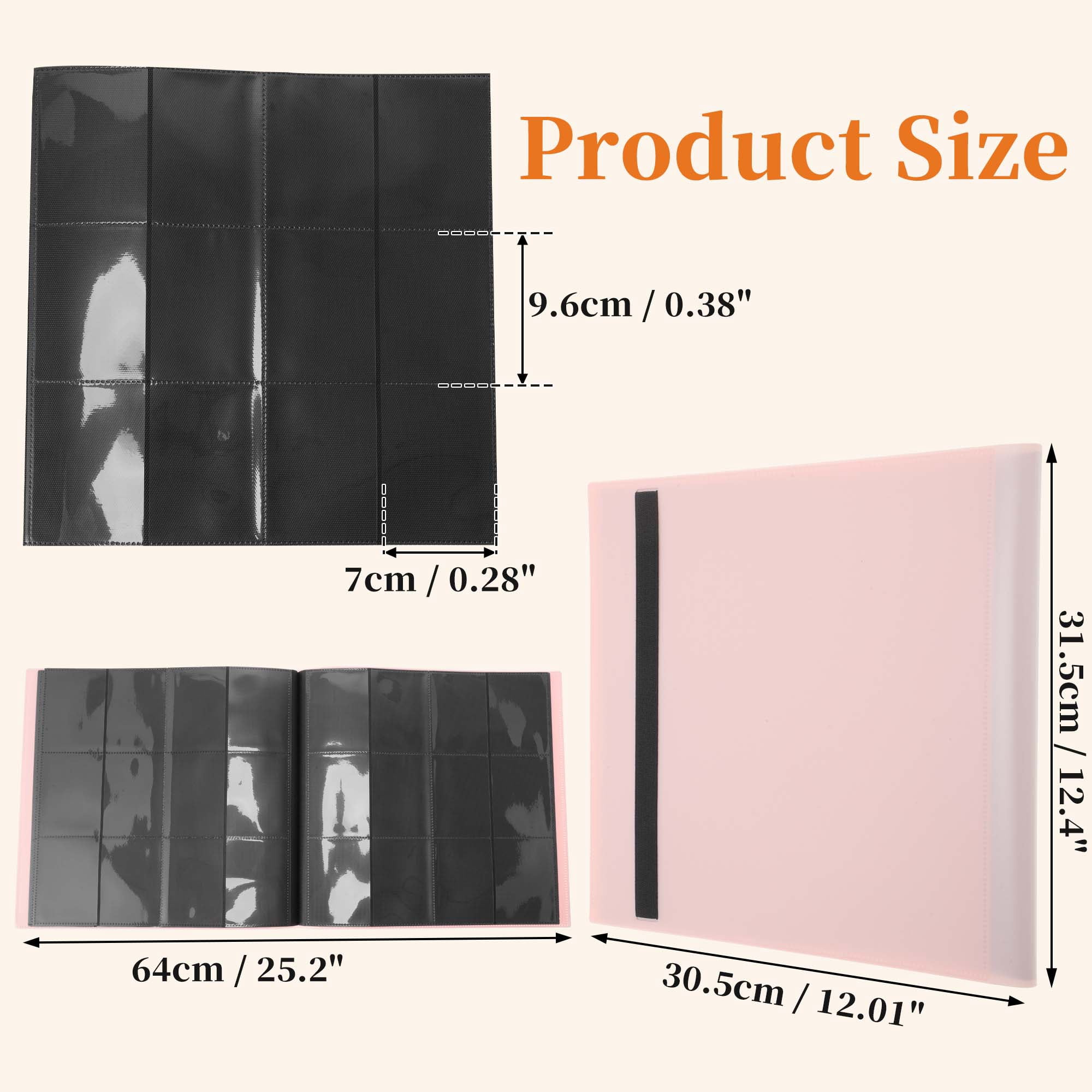 Unique Bargains Card Binder with 12 Pockets and 20 Pages for 480 Card Capacity ["Pink"]