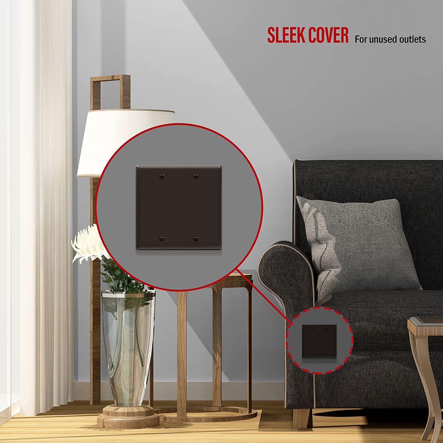ENERLITES Double Blank Wall Plate - 2-Gang, Glossy Brown, Unbreakable Polycarbonate, 4.50" X 4.57", UL Listed (8802-BR)