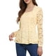 thumbnail image 4 of Blusas de encaje para mujeres, con cuello cuadrado, de manga larga, elegantes y casuales, blusa peplum top M en color albaricoque, 4 of 6