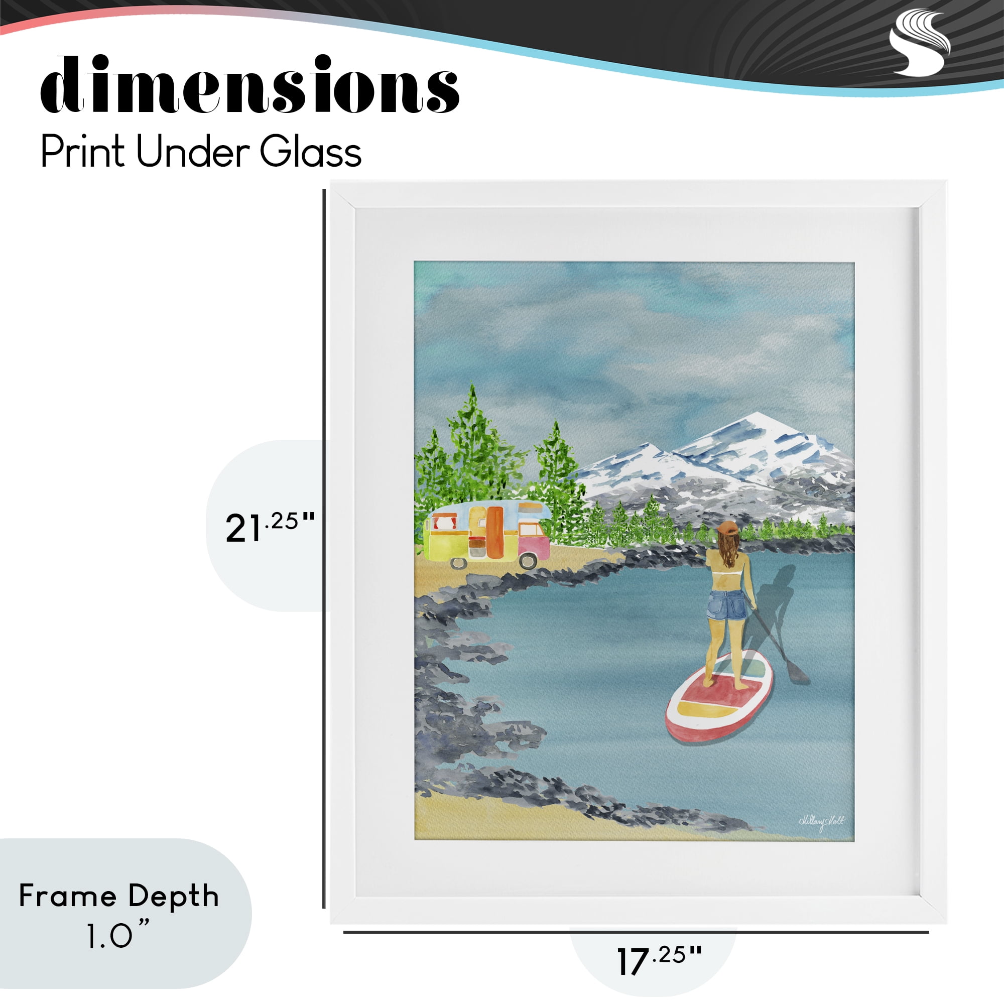 Stupell Industries Lake Tahoe Paddle Boarding White Framed Print Under Glass, design by Hillary Holt