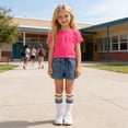 thumbnail image 5 of LJEFF Girls Paperbag Waist Denim Shorts, High Waist Pocketed Cuffed Hem Buttons Shorts for Kids Hot Pink Size 3 T, 5 of 9