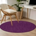 thumbnail image 5 of Dark Purple 4ft Round Rug, Farmhouse Burlap Solid Brown Color Modern Linen Texture Non-Skid Rubber Backing Large Area Rugs - Living Room Bedroom Home Office, Indoor Floor Mat Carpets Washable Rug, 5 of 9