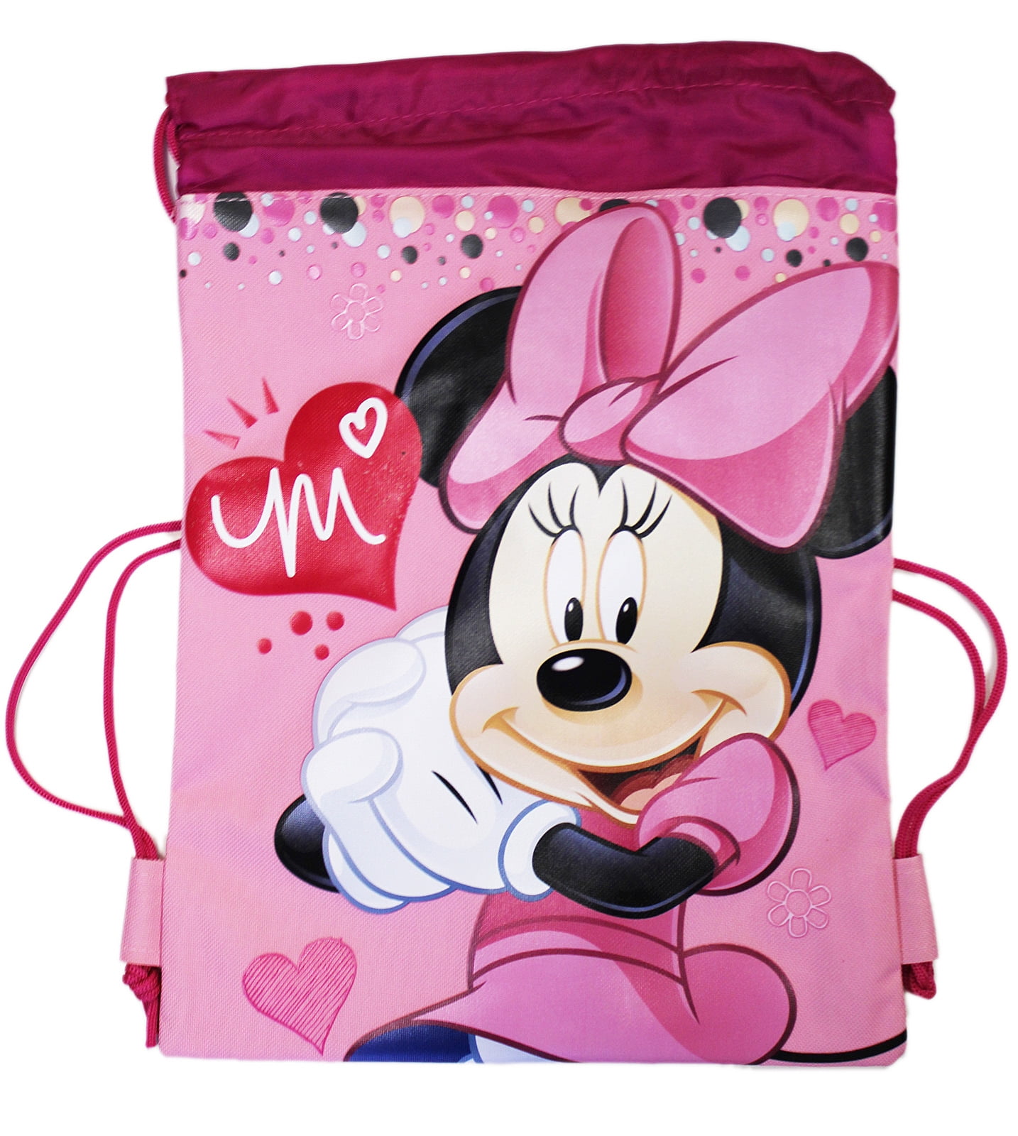Disney's Minnie Mouse Bubbly Love Pink/Magenta Drawstring Backpack ...