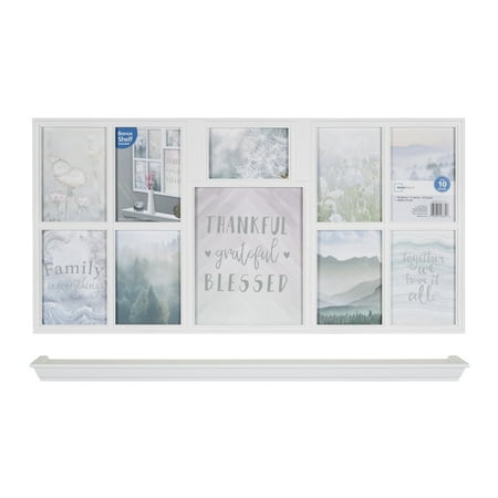Malden 8-Opening Wood Puzzle Collage Picture Frame, White, 4 x 6