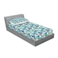 thumbnail image 2 of Ambesonne Tropical Fitted Sheet & Pillow Sham Set, Toucan Bird Monstera Leaf, Twinxl, Violet Blue Sea Green, 2 of 2