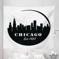 thumbnail image 1 of Chicago Skyline Tapestry, American Town Famous Urban Design in Black I Love Chicago Architecture, Fabric Wall Hanging Decor for Bedroom Living Room Dorm, 5 Sizes, Black and White, by Ambesonne, 1 of 1
