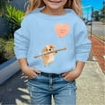 thumbnail image 4 of HXWCHs Cozy girls' hooded sweatshirts for shoppers Valentine's Day Girls Puppy Print Hooded Sweatshirt Fashionable Winter Autumn Children's Casual Pullover top Sky Blue 5-6 Years, 4 of 5